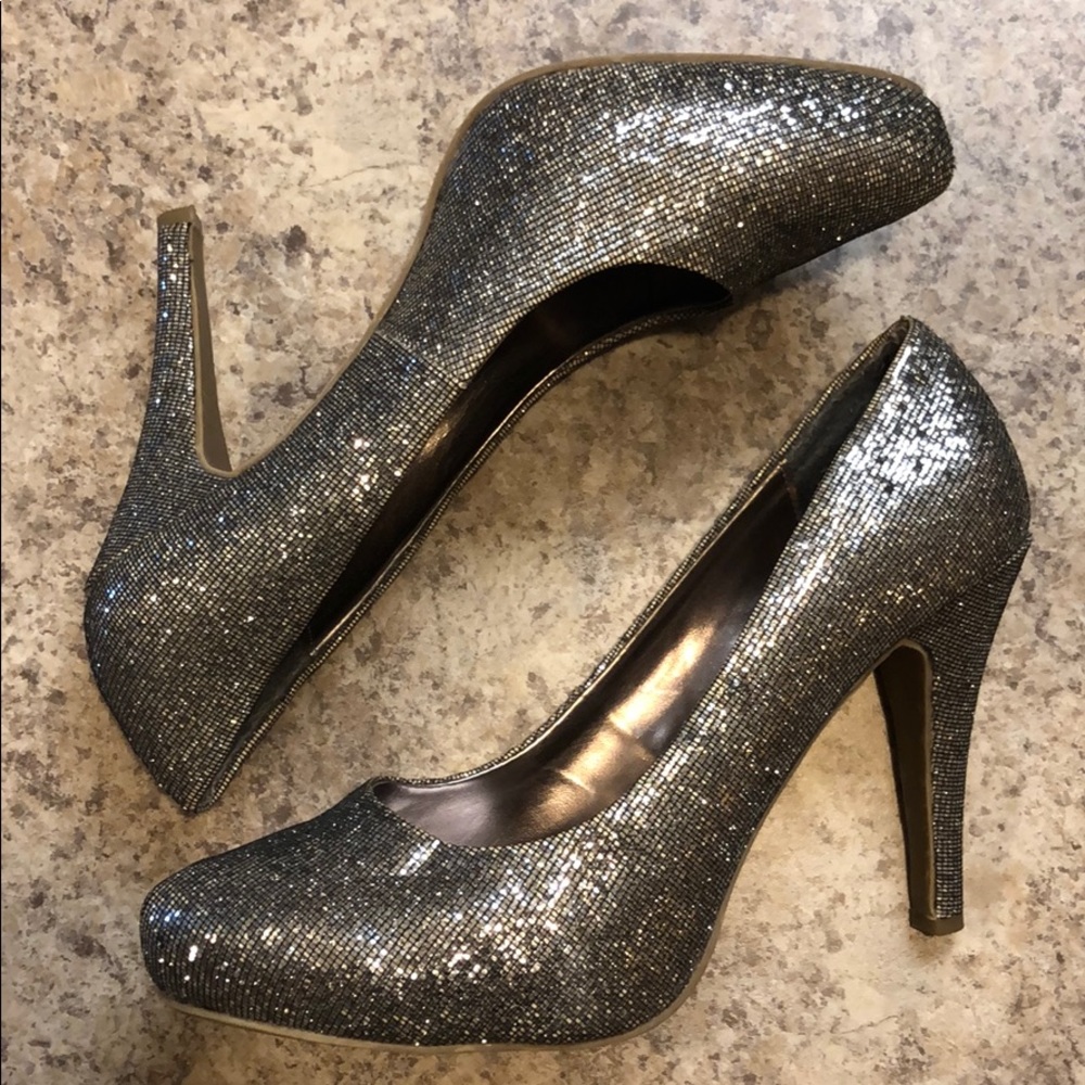 Call It Spring Silver Glitter Heels